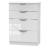 Cambourne Cam050 4 Drawer Deep Chest with White Gloss Fronts and White Surround