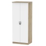 Cambourne Cam060 Double Wardrobe with White Matt Fronts and Bordeaux Oak Surround