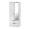 Cambourne Cam062 Double Gents Wardrobe With Mirror Door with White Gloss Fronts and White Surround