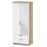 Cambourne Cam062 Double Gents Wardrobe/Mirror Door with White Matt Fronts and Bordeaux Oak Surround