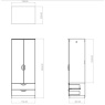 Cambourne Cam062 Double Gents Wardrobe With Mirror Door Dimensions