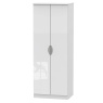 Cambourne Cam080 Tall Double Wardrobe with White Gloss Fronts and White Surround