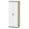 Cambourne Cam080 Tall Double Wardrobe with White Matt Fronts and Bordeaux Oak Surround