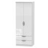 Cambourne Cam081 Tall Double Gents Wardrobe with White Gloss Fronts and White Surround