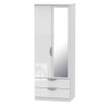 Cambourne Cam082 Tall Double Gents Wardrobe & Mirror Door with White Gloss Fronts & White Surround