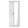 Cambourne Cam087 Tall Double Wardrobe With Mirror Door with White Gloss Fronts and White Surround