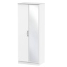 Cambourne Cam087 Tall Double Wardrobe With Mirror Door with White Matt Fronts and White Surround