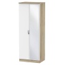 Cambourne Cam087 Tall Double Wardrobe With Mirror Door with White Matt Fronts & Bordeaux Oak Surroun
