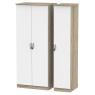 Cambourne Cam130 Triple Wardrobe with White Matt Fronts and Bordeaux Oak Surround