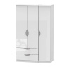 Cambourne Cam131 Triple 2 Drawer Wardrobe with White Gloss Fronts and White Surround