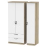 Cambourne Cam131 Triple 2 Drawer Wardrobe with White Matt Fronts and Bordeaux Oak Surround