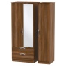 Cambourne Cam132 Triple 2 Drawer Wardrobe With Mirror Door with Noche Walnut Fronts & Surround
