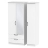 Cambourne Cam132 Triple 2 Drawer Wardrobe With Mirror Door with White Matt Fronts & White Surround
