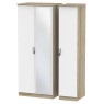 Cambourne Cam137 Triple Wardrobe With Mirror Door with White Matt Fronts and Bordeaux Oak Surround