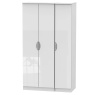 Cambourne Cam140 Tall Triple Wardrobe with White Gloss Fronts and White Surround