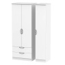 Cambourne Cam141 Tall Triple 2 Drawer Wardrobe with White Matt Fronts and White Surround