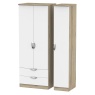 Cambourne Cam141 Tall Triple 2 Drawer Wardrobe with White Matt Fronts and Bordeaux Oak Surround