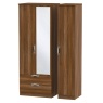 Cambourne Cam142 Tall Triple 2 Drawer Mirror Wardrobe with Noche Walnut Fronts and Surround