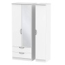 Cambourne Cam142 Tall Triple 2 Drawer Mirror Wardrobe with White Matt Fronts and White Surround