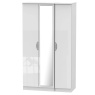 Cambourne Cam147 Tall Triple Wardrobe With Mirror Door with White Gloss Fronts & White Surround