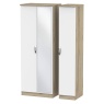 Cambourne Cam147 Tall Triple Wardrobe With Mirror Door with White Matt Fronts & Bordeaux Oak Surroun