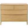 Ercol Rimini Oak 4 Drawer Low Wide Chest - Front View