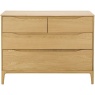 Ercol Rimini Oak 4 Drawer Low Wide Chest - Front View