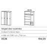 Stuttgart Alpine White/Soft Grey 197cm Height 3 Door Wardrobe