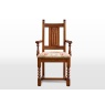 Wood Bros Old Charm Carver Chair - Moon/Herringbone Tweed Fabric (Oc2287)