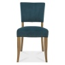 Vancouver Rustic Oak Upholstered Chair - Sea Green Velvet Fabric (Pair) - Front