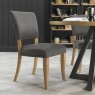 Vancouver Rustic Oak Upholstered Chair - Dark Grey Fabric (Pair) - Close up