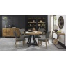 Vancouver Rustic Oak Upholstered Chair - Dark Grey Fabric (Pair) - Round Table