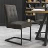 Vancouver Upholstered Cantilever Chair - Dark Grey Fabric (Pair) - Close up