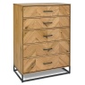 Vaughan Chevron Oak 5 Drawer Tall Chest