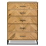 Vaughan Chevron Oak 5 Drawer Tall Chest