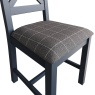 Hexham Painted Blue Cross Back Dining Chair Grey Check