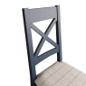 Hexham Painted Blue Cross Back Dining Chair Natural Check