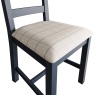 Hexham Painted Blue Slatted Dining Chair Natural Check