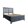 Hexham Painted Blue Bed With Wooden Headboard & Drawer Footboard Set