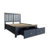 Hexham Painted Blue Bed With Wooden Headboard & Drawer Footboard Set