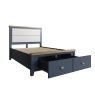 Hexham Painted Blue Bed With Fabric Headboard & Drawer Footboard Set