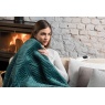 Dreamland 16892B Relaxwell Deluxe Velvet Herringbone Heated Throw - Emerald Green