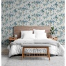 Arthouse Oriental Floral Birds Grey Blue Wallpaper