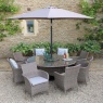 LG Outdoor Monaco Sand 8 Seat Dining Set with Weave Lazy Susan & Parasol