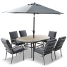 LG Outdoor LG Outdoor Monza 6 Seat Set with High Back Armchairs & Parasol