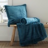 Catherine Lansfield Velvet & Fur Cushion Teal