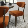 Bentley Designs Winnipeg Fumed Oak Upholstered Dining Chair Pair With Gently Flared Backs