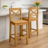 Global Home Ascot Rustic Oak Bar Stool Without Seat Pad