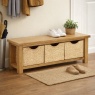 Global Home Ascot Rustic Oak Bench With Baskets