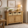 Global Home Ascot Rustic Oak Sideboard With Baskets